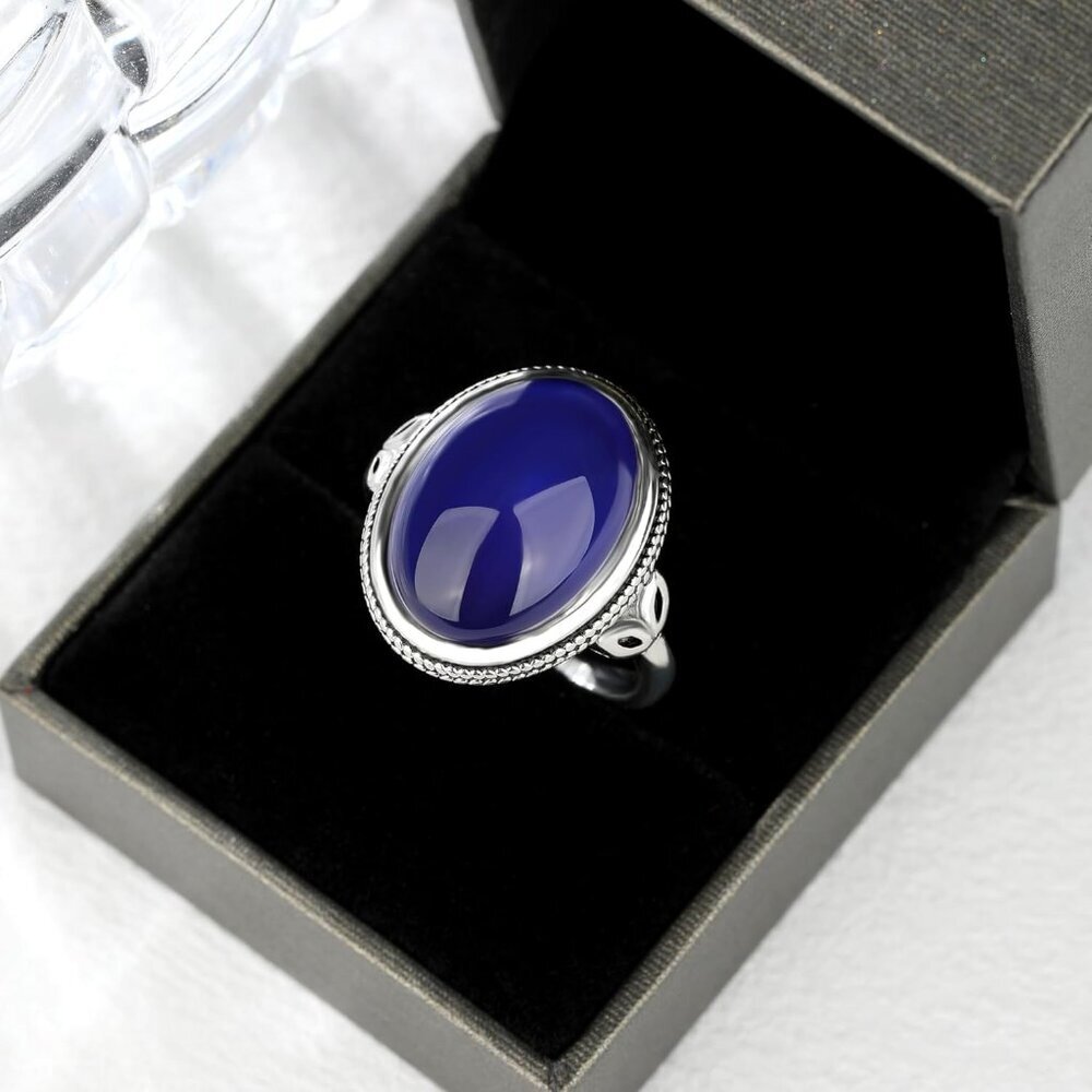 Oval Mood Ring Sterling Silver Large 18mm Color Changing Emotional Jewelry - Picture 3 of 5